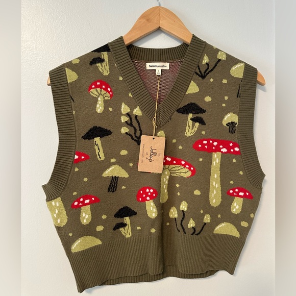 NWT Saint Geraldine Whimsical “MUSHROOM” Vest, Small - Picture 3 of 6